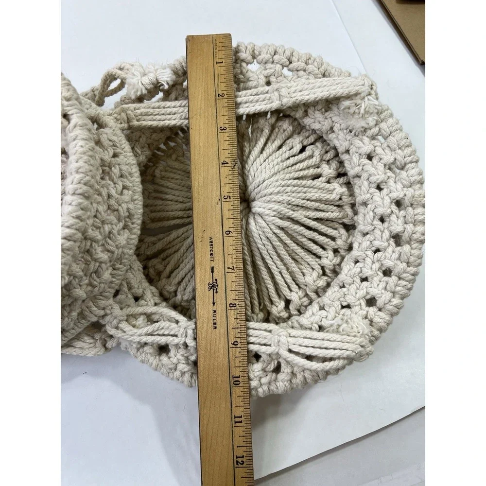 3 Tier Hanging Fruit Basket Cotton‎ Boho Hand-Woven Fruit Basket Plant Hanger